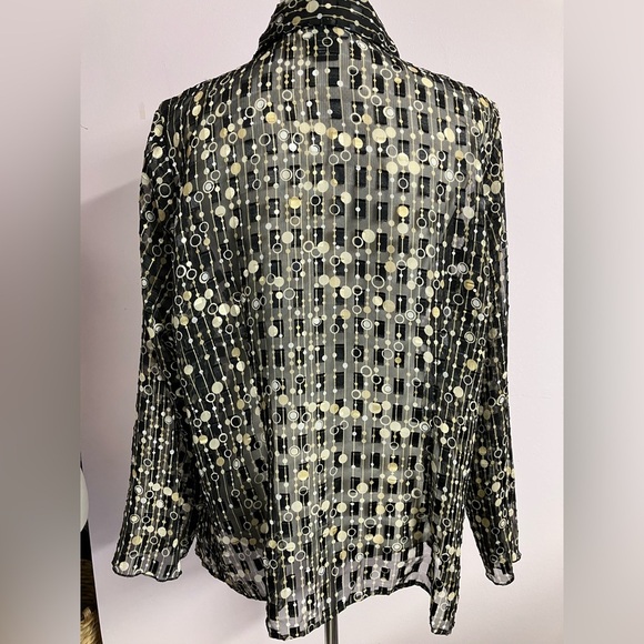 Studio 1940 Women’s Sheer Lightweight Top/Jacket, Black/Gold/Metallic, 18-20W - Picture 4 of 6